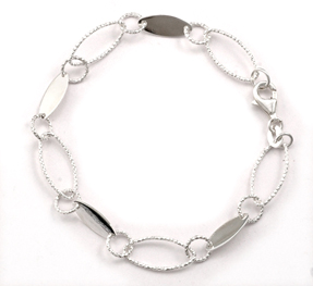 Sterling Silver -Pear Shape 7.5" Plain Bracelet 
