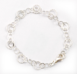 Sterling Silver-Pear Shape 7.5"Soldered-Plain Bracelet 
