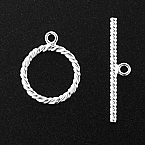 Sterling Silver 14mm Twisted Round Toggle Clasp (Sold in packs of 1 set)