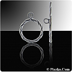 Sterling Silver Oxidized 13.5mm Twisted Toggle Clasps (Sold in packs of 1set)
