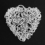 Hill Tribe Silver 32x34mm Wire Wrapped Heart Pendant (Sold in packs of 1piece)