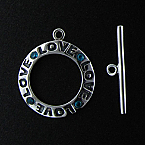 Sterling Silver 21.2mm Message Toggle clasp with blue CZ (Price per 1set)