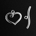 Sterling Silver 16x17.2mm Heart Toggle Clasp (Price per 1set)