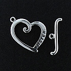 Sterling Silver 19.5x22.5mm Heart Toggle clasp (Price per 1set)