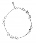 Sterling Silver -Hearts & Stars Anklet - Length 10 Inch (9 Inch + 1 Inch Extn)