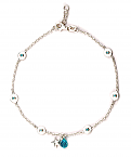 Sterling Silver- Blue Stone Anklet - Length 10 Inch (9 Inch + 1 Inch Extn) With Blue Stone