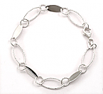 Sterling Silver -Pear Shape 7.5" Plain Bracelet 