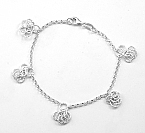 Sterling Silver -Pear Shape 7.5" Plain Bracelet 