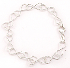 Sterling Silver -Pear Shape 7.5" Plain Bracelet 